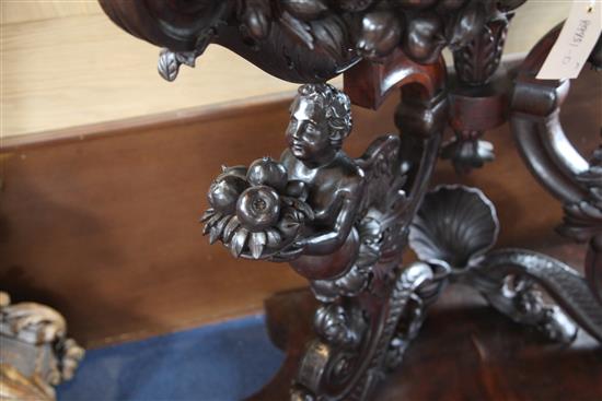 A 17th century style Italian walnut console table, W.2ft 9in. D.1ft 6in. H.3ft